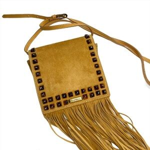 Bobstore Leather Mustard Yellow Fringe Crossbody